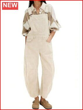 Baggy Denim Bib Overalls Barrel Y2k Wide Leg Jumpsuit Mid Rise